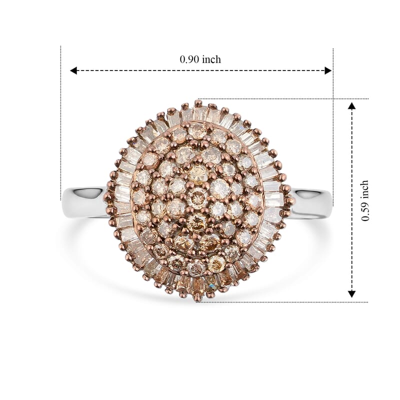 Natural Champagne Diamond 1.00 ctw Ring in Sterling Silver (Size 6.0)