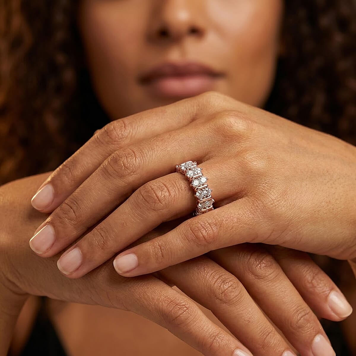 Luxuriant Lab Grown Diamond G-H SI 0.50 ctw Band Ring in 18K Vermeil Rose Gold Over Sterling Silver (Size 5.0)