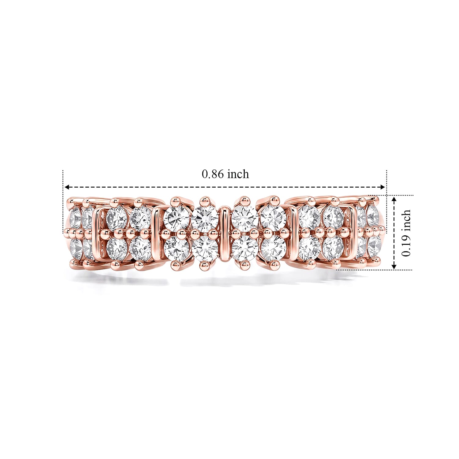 Luxuriant Lab Grown Diamond G-H SI 0.50 ctw Band Ring in 18K Vermeil Rose Gold Over Sterling Silver (Size 5.0)