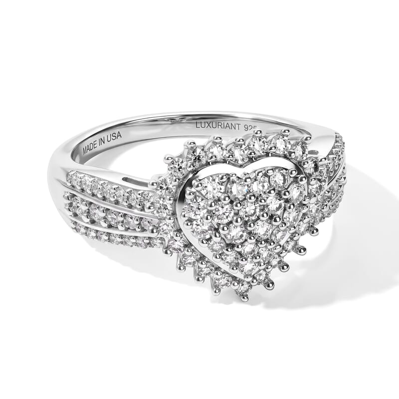 Luxuriant Lab Grown Diamond G-H SI 0.90 ctw Cluster Ring in Rhodium Over Sterling Silver (Size 10.0)
