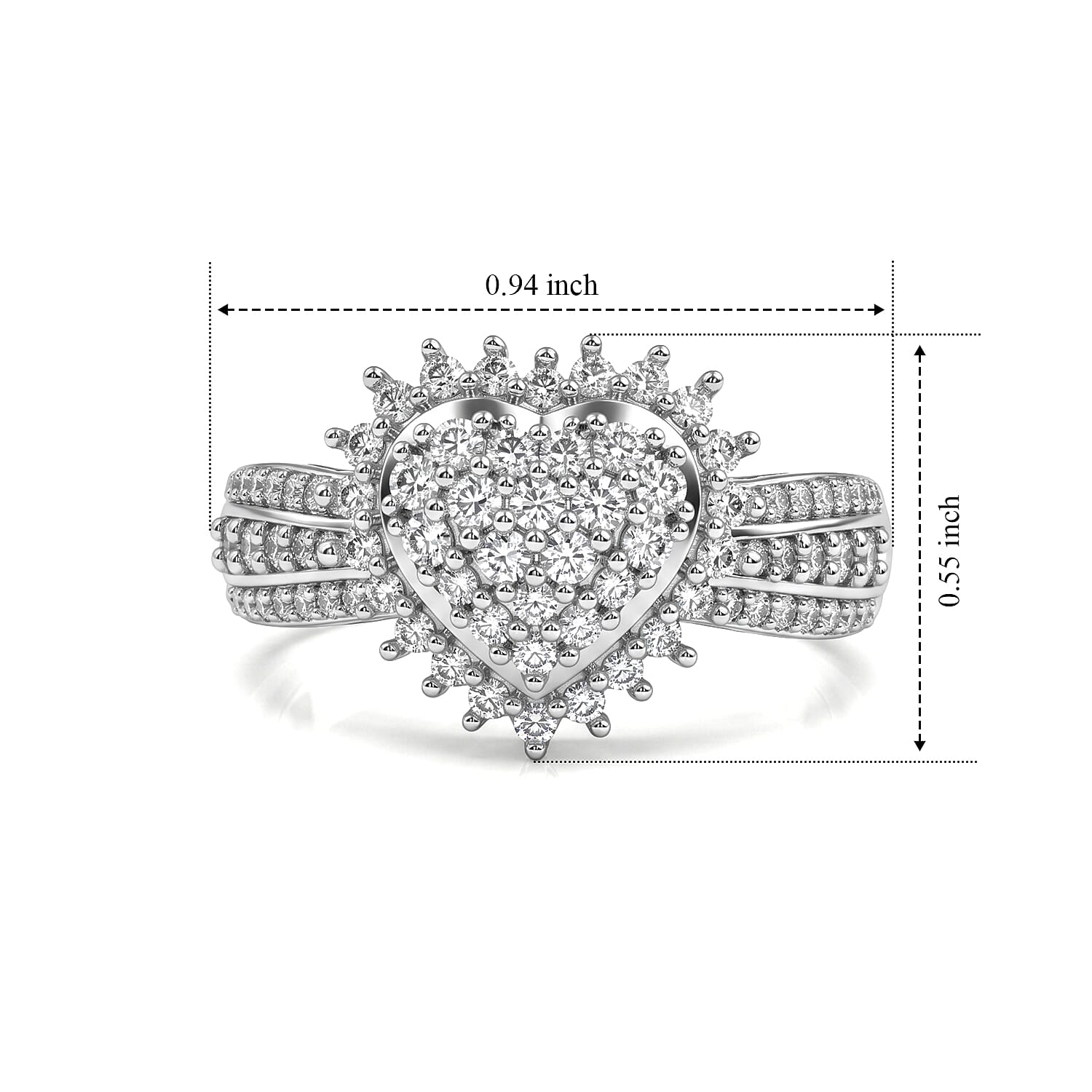 Luxuriant Lab Grown Diamond G-H SI 0.90 ctw Cluster Ring in Rhodium Over Sterling Silver (Size 10.0)