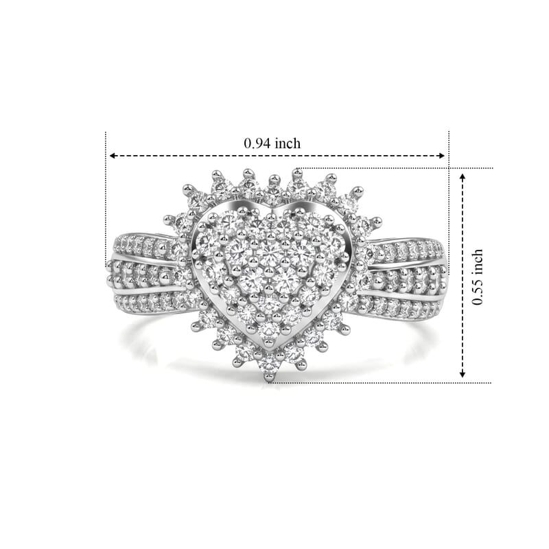 Luxuriant Lab Grown Diamond G-H SI 0.90 ctw Cluster Ring in Rhodium Over Sterling Silver (Size 10.0)