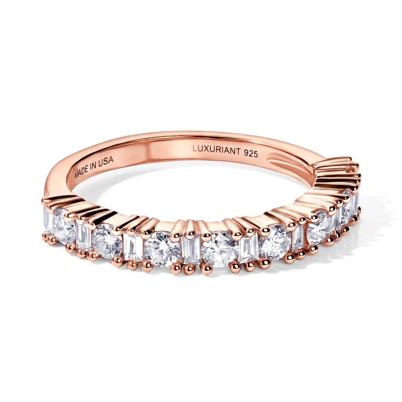 Luxuriant Lab Grown Diamond G-H SI 0.65 ctw Band Ring in 18K Vermeil Rose Gold Over Sterling Silver (Size 5.0)