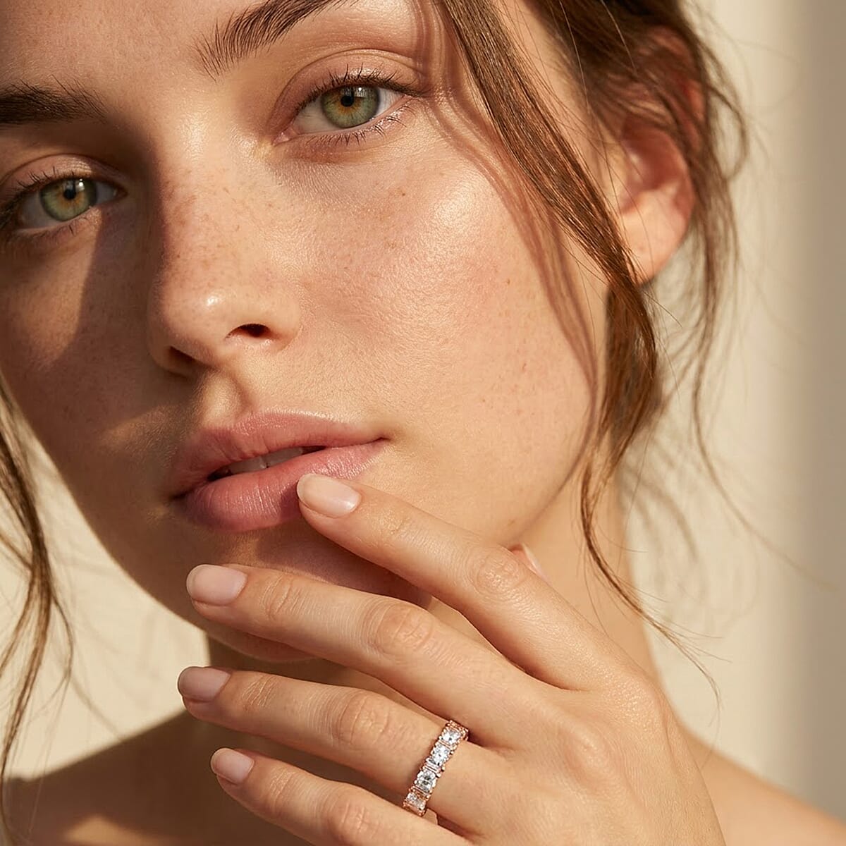 Luxuriant Lab Grown Diamond G-H SI 0.65 ctw Band Ring in 18K Vermeil Rose Gold Over Sterling Silver (Size 5.0)