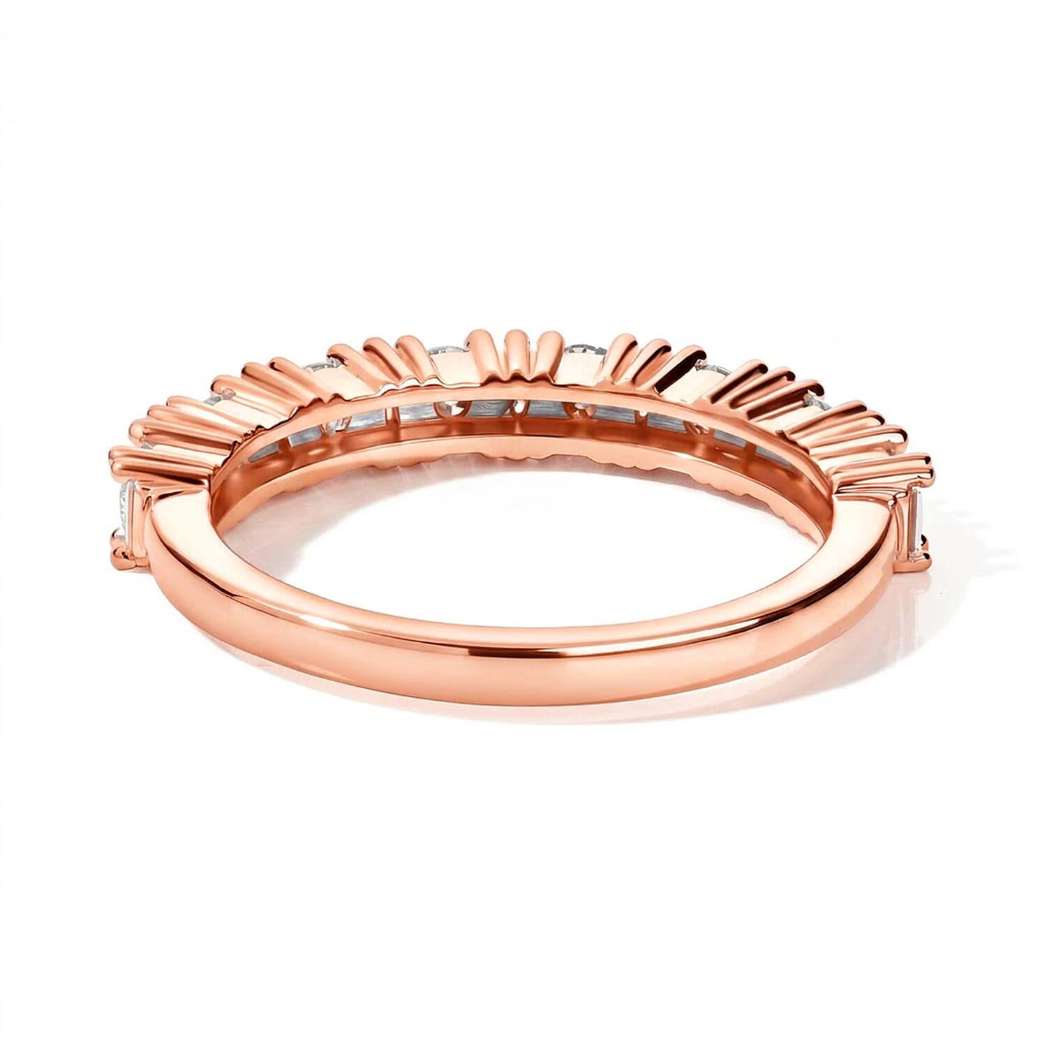 Luxuriant Lab Grown Diamond G-H SI 0.65 ctw Band Ring in 18K Vermeil Rose Gold Over Sterling Silver (Size 5.0)