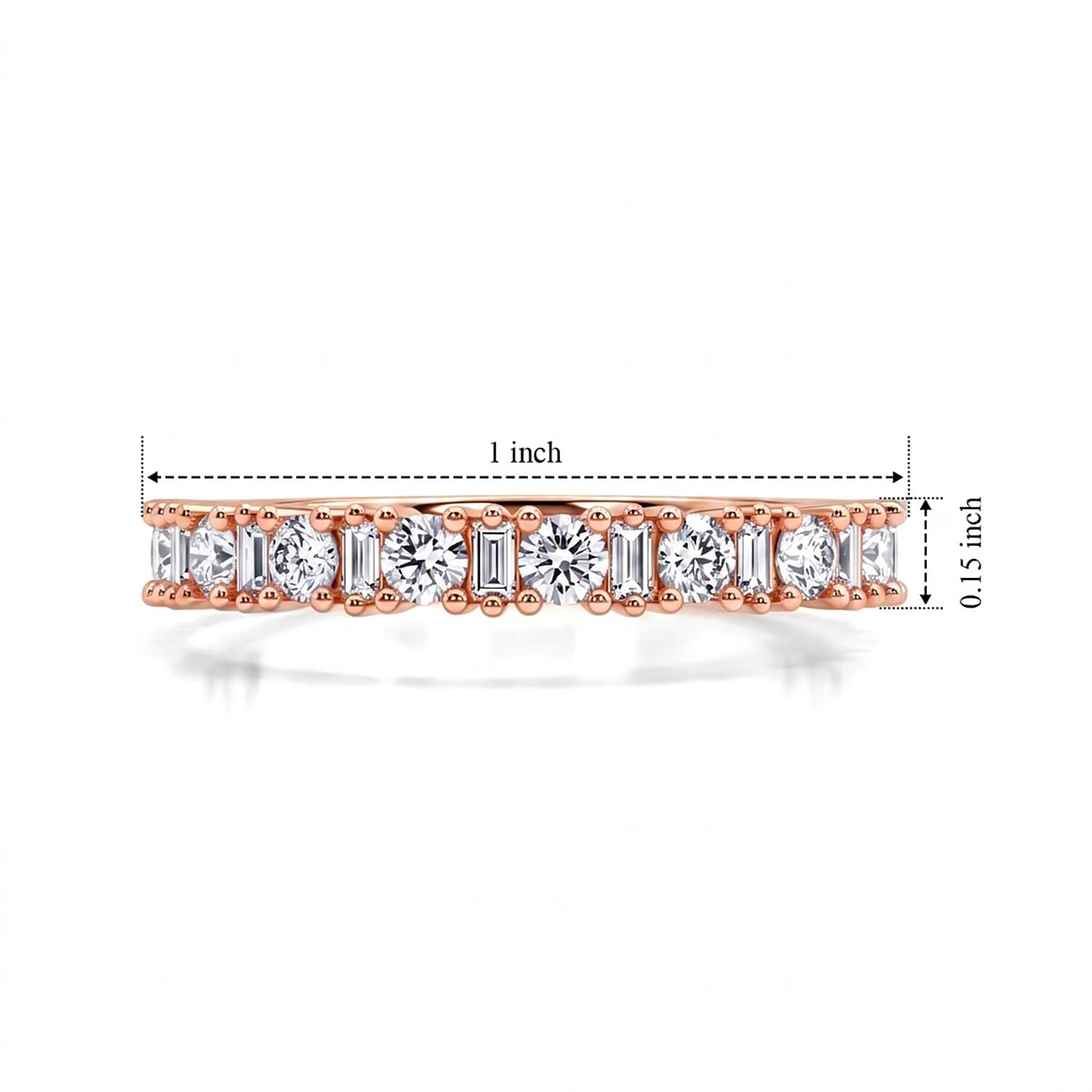Luxuriant Lab Grown Diamond G-H SI 0.65 ctw Band Ring in 18K Vermeil Rose Gold Over Sterling Silver (Size 5.0)