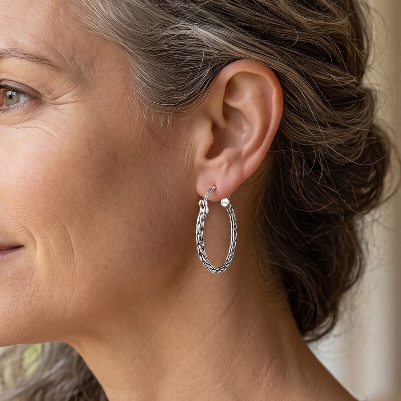 D'Joy Bali Legacy Tulang Naga Earrings in Sterling Silver 6.40 Grams