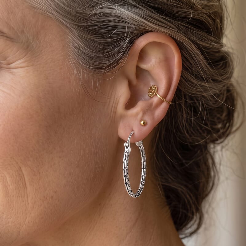D'Joy Bali Legacy Tulang Naga Earrings in Sterling Silver 6.40 Grams