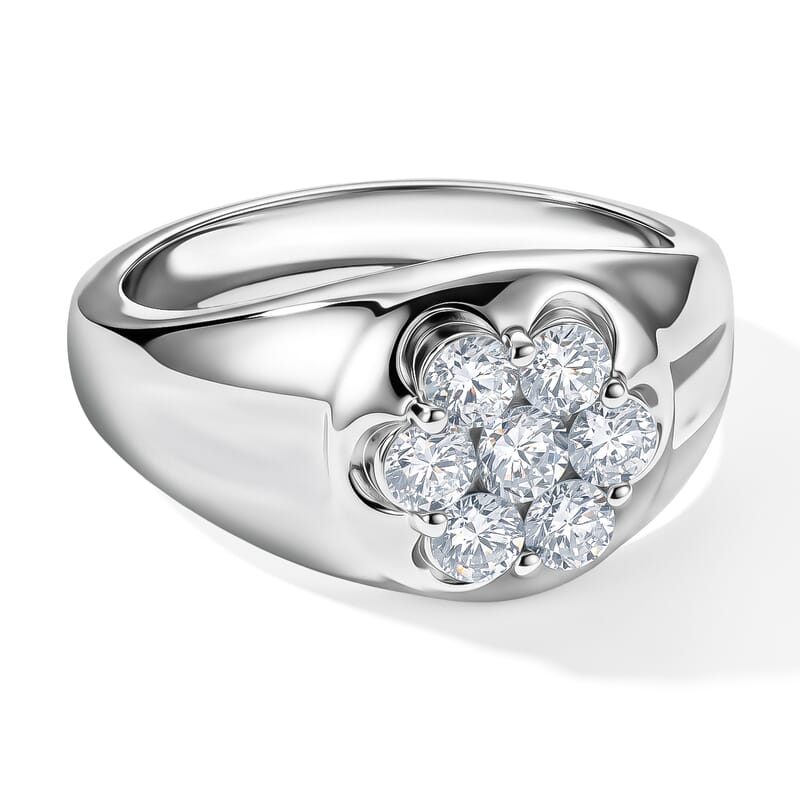 Luxuriant Lab Grown Diamond G-H SI 1.00 ctw Men's Ring in Rhodium Over Sterling Silver (Size 10.0)