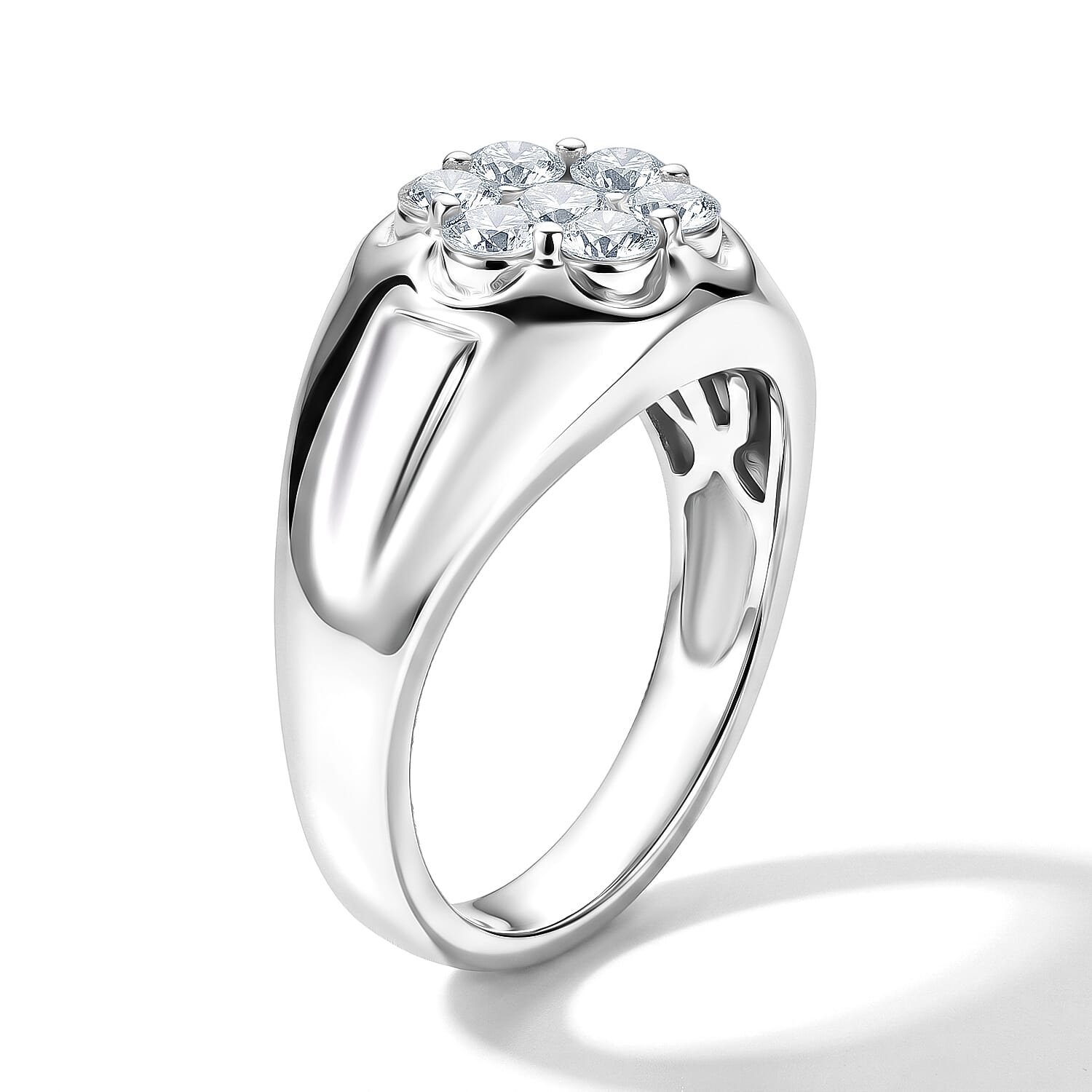 Luxuriant Lab Grown Diamond G-H SI 1.00 ctw Men's Ring in Rhodium Over Sterling Silver (Size 10.0)