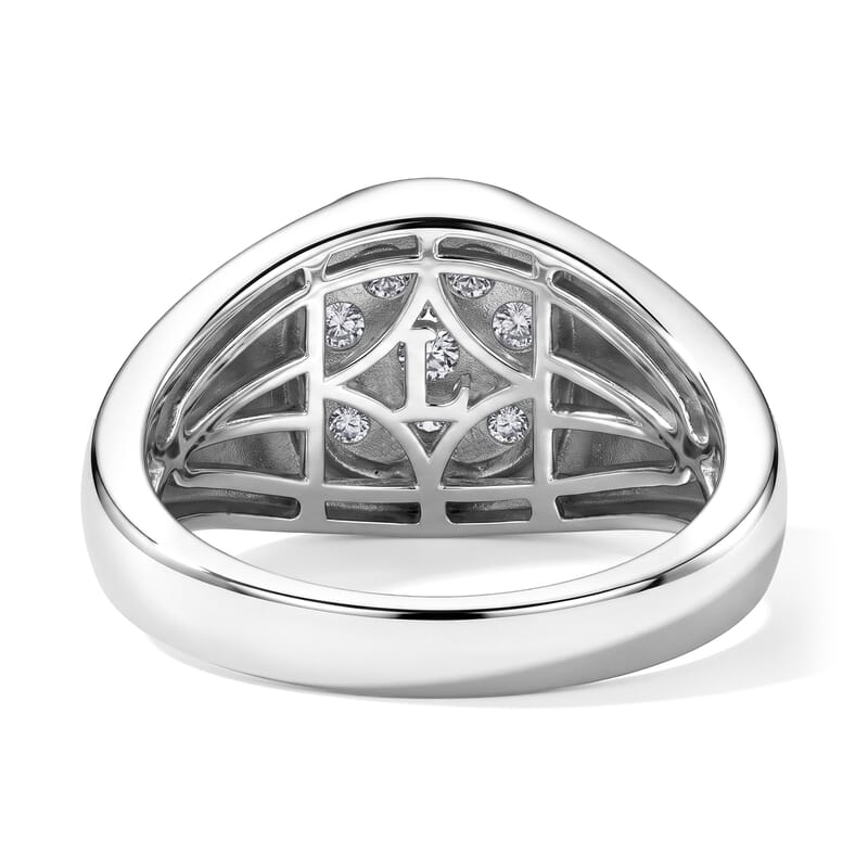 Luxuriant Lab Grown Diamond G-H SI 1.00 ctw Men's Ring in Rhodium Over Sterling Silver (Size 10.0)