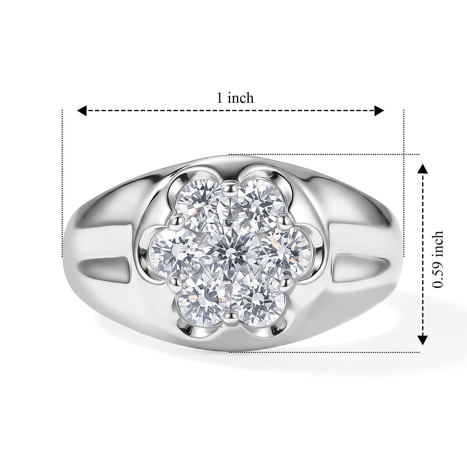Luxuriant Lab Grown Diamond G-H SI 1.00 ctw Men's Ring in Rhodium Over Sterling Silver (Size 10.0)