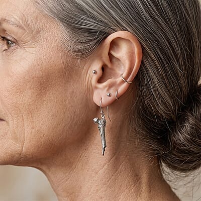 D'Joy Bali Legacy Dragon Bone Earrings in Sterling Silver 8.40 Grams