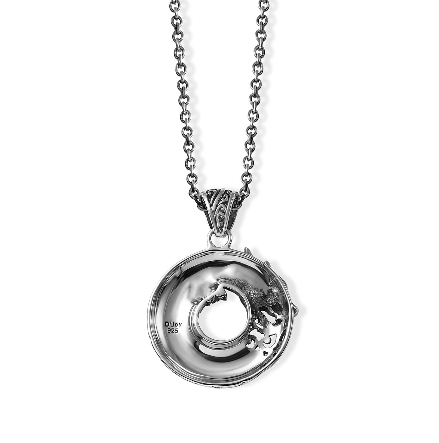 D'Joy Bali Legacy Circular Dragon Phoenix Pendant without Chain in Sterling Silver 6.65 Grams