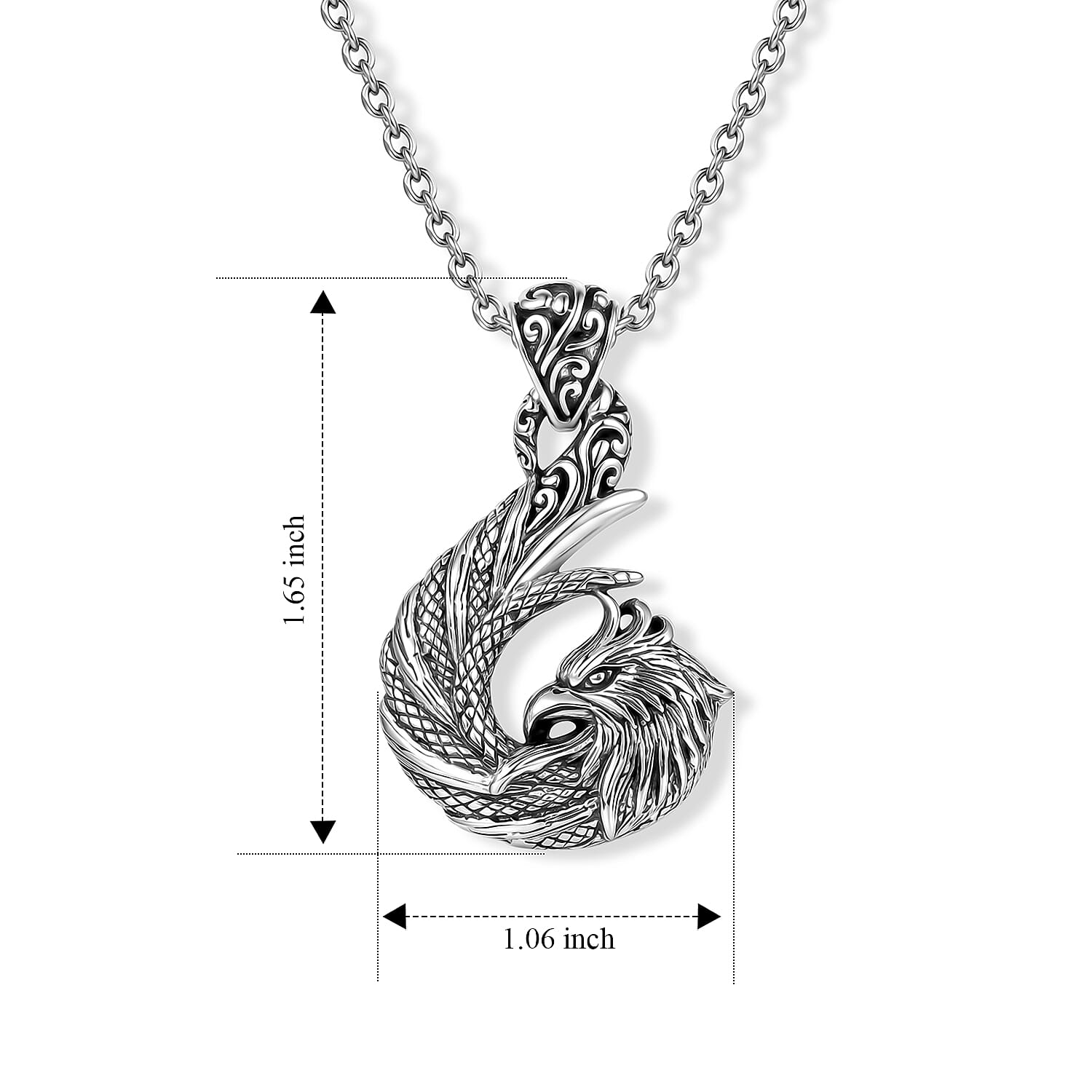 D'Joy Bali Legacy Phoenix Pendant without Chain in Sterling Silver 6.75 Grams