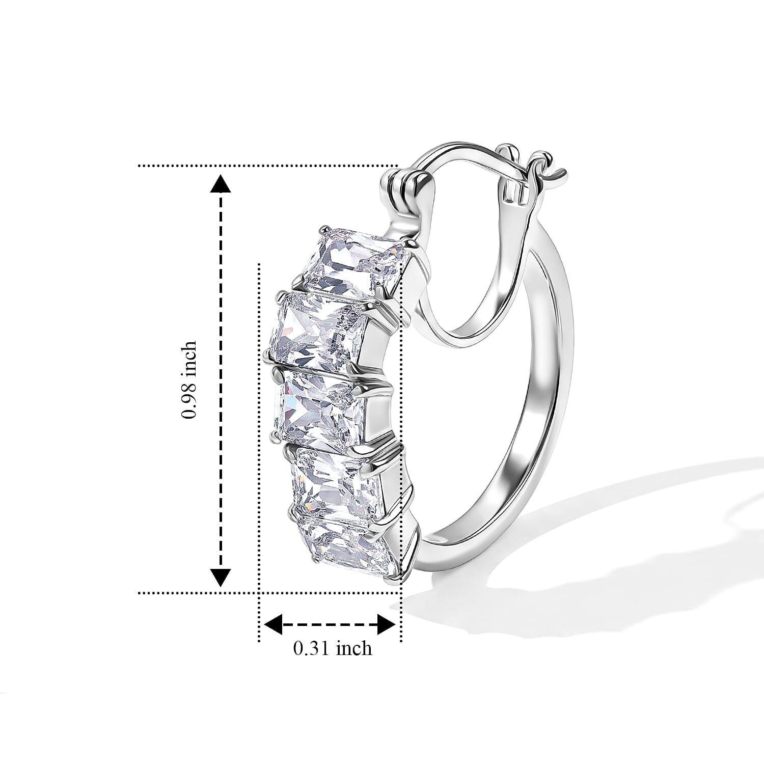 EverTrue Simulated Diamond Hoop Journey of Love Earrings in Stainless Steel