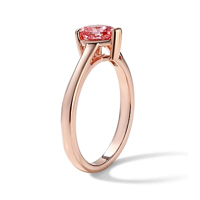 SGL Certified Luxuriant Lab Grown Pink Diamond E-F VS 1.00 ctw Ring in 18K Vermeil Rose Gold Over Sterling Silver (Size 6.0)