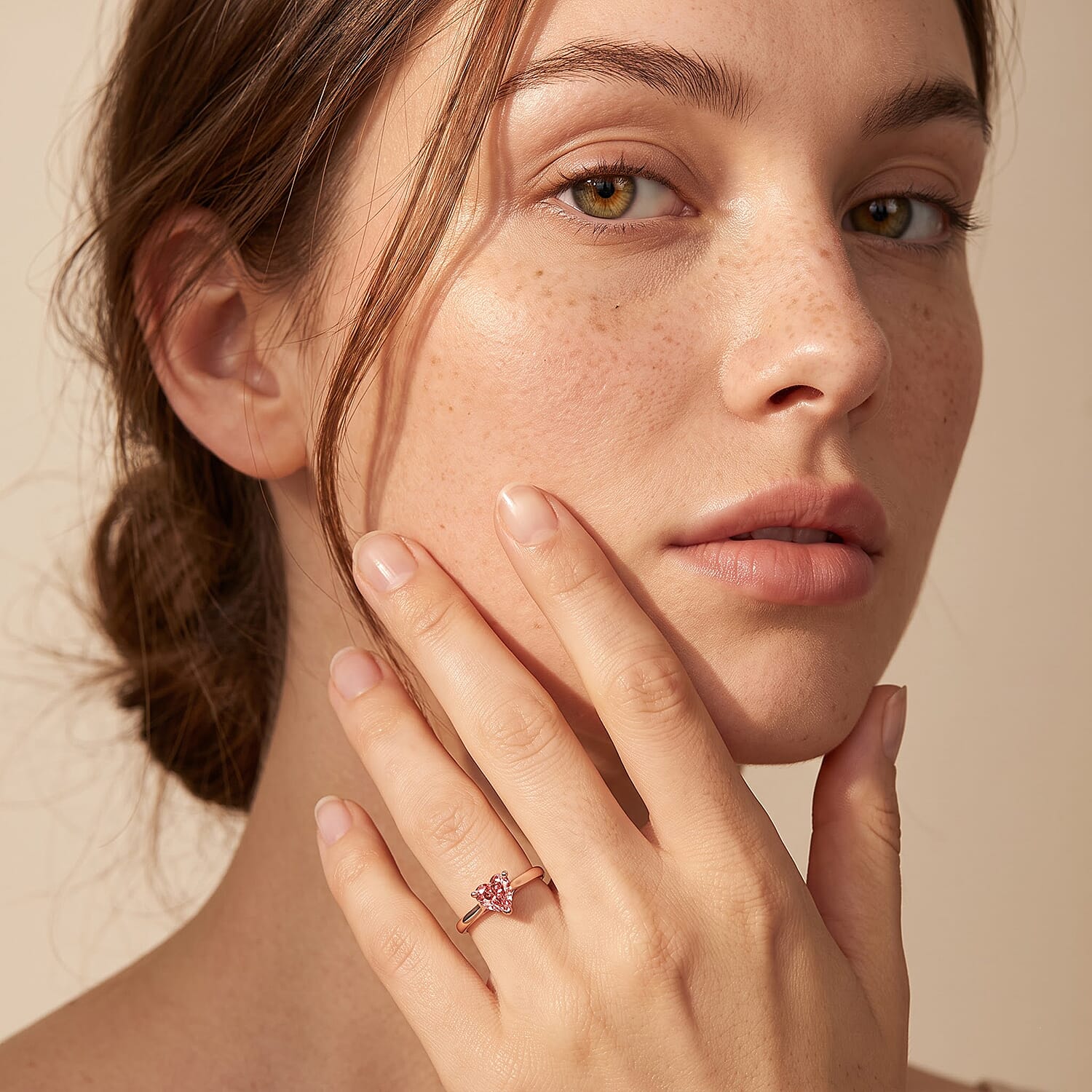 SGL Certified Luxuriant Lab Grown Pink Diamond (IR) VS 1.00 ctw Ring in 18K Vermeil Rose Gold Over Sterling Silver (Size 7.0)