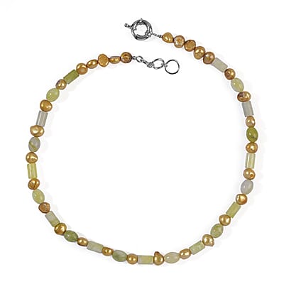 EverTrue Yellow Pearl (D) and Serpentine 110.00 ctw Necklace in Platinum Bond 18 Inches