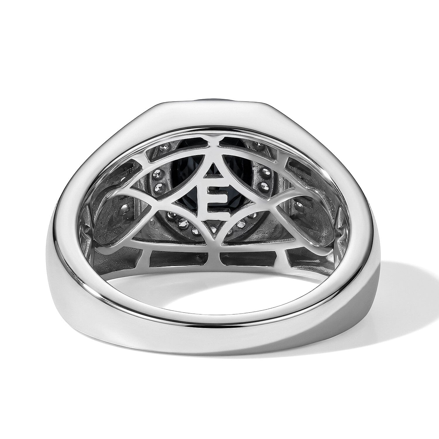 EverTrue Thai Black Spinel and White Zircon 2.50 ctw Men's Ring in Platinum Bond (Size 10.0)