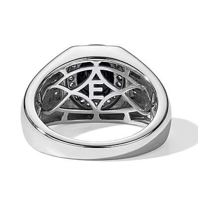 EverTrue Thai Black Spinel and White Zircon 2.50 ctw Men's Ring in Platinum Bond (Size 10.0)