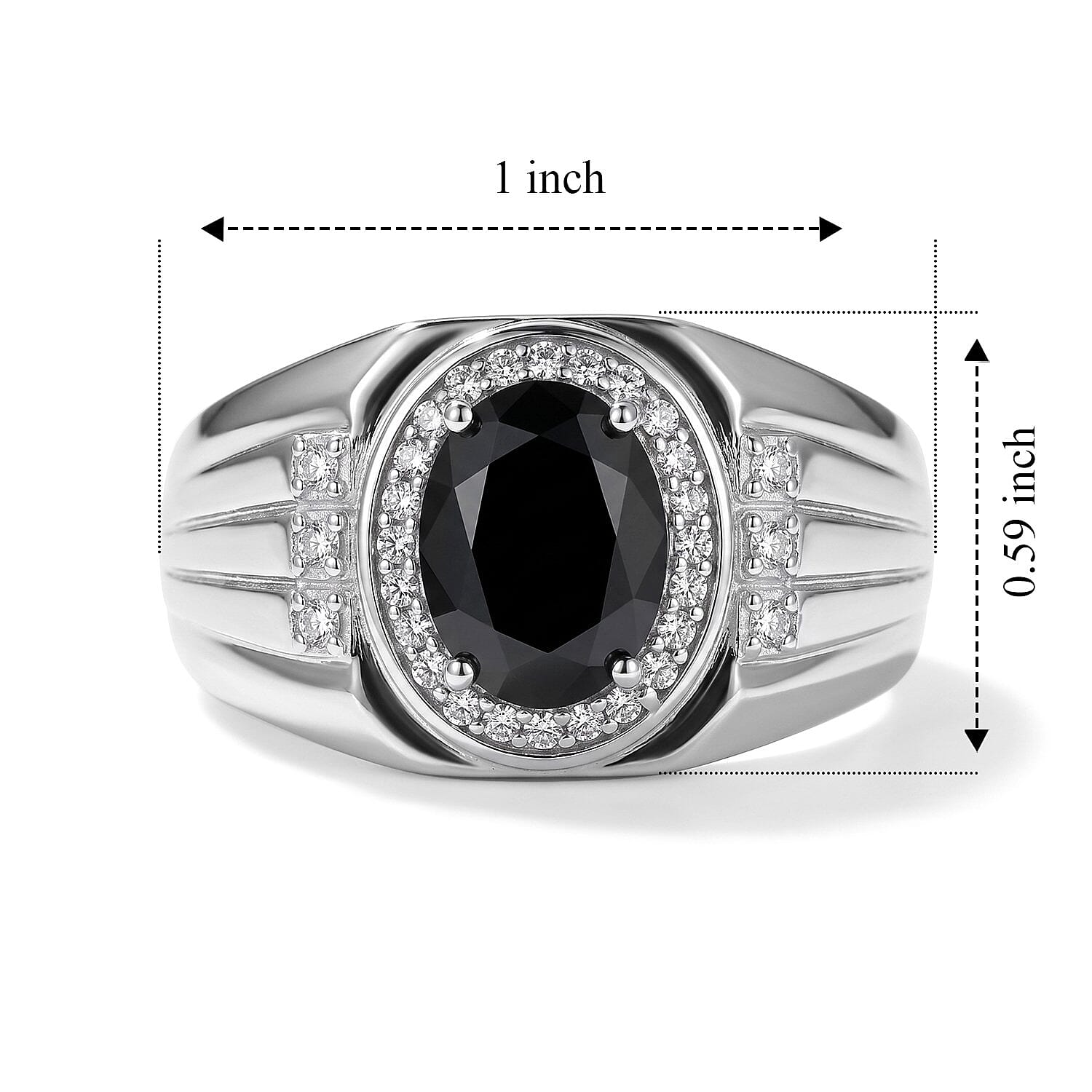 EverTrue Thai Black Spinel and White Zircon 2.50 ctw Men's Ring in Platinum Bond (Size 10.0)