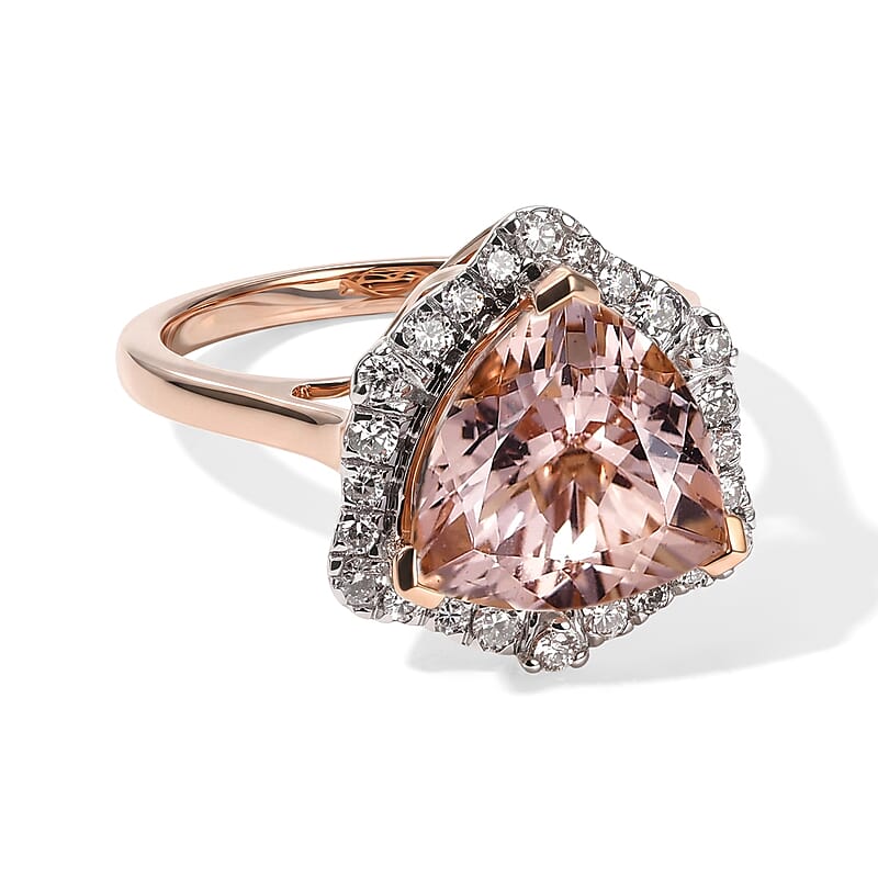 Certified and Appraised AAA Marropino Morganite and Luxuriant Lab Grown Diamond G-H SI 3.60 ctw Ring in 10K Rose Gold (Size 6.0)