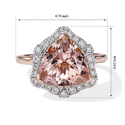 Certified and Appraised AAA Marropino Morganite and Luxuriant Lab Grown Diamond G-H SI 3.60 ctw Ring in 10K Rose Gold (Size 6.0)