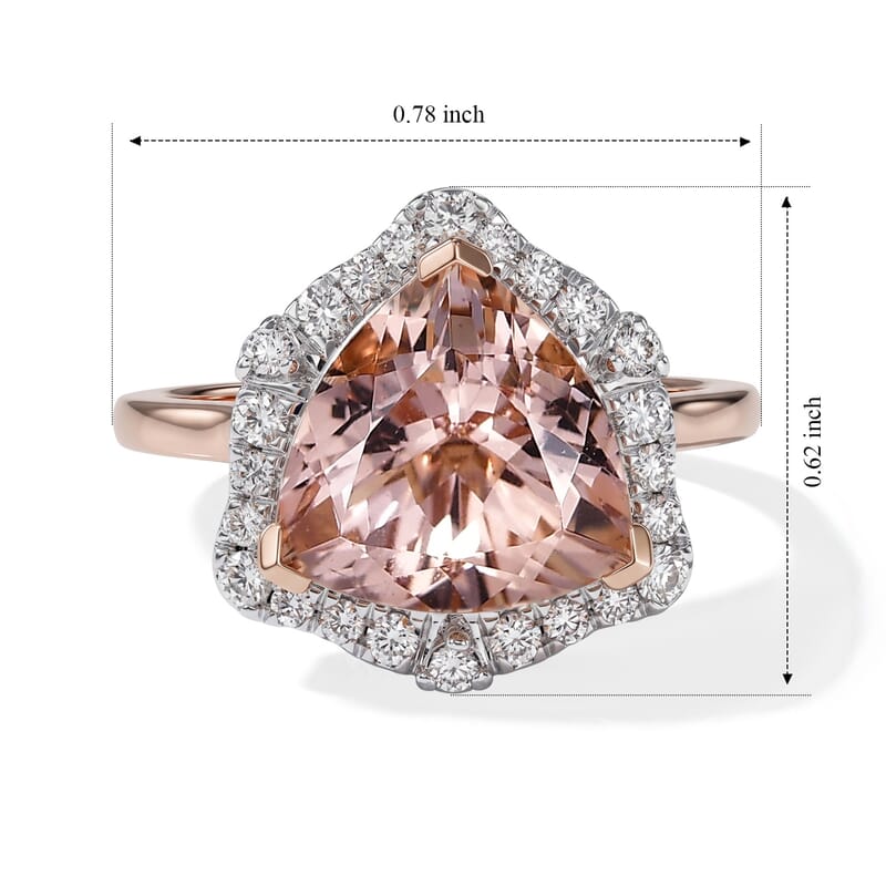 Certified and Appraised AAA Marropino Morganite and Luxuriant Lab Grown Diamond G-H SI 3.60 ctw Ring in 10K Rose Gold (Size 6.0)