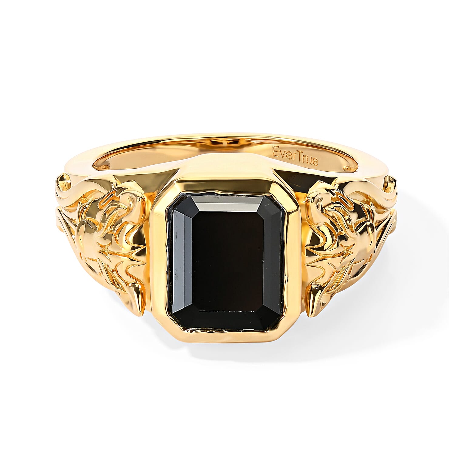 EverTrue Black Moissanite 4.90 ctw Men's Ring in 18K YG Plated (Size 10.0)