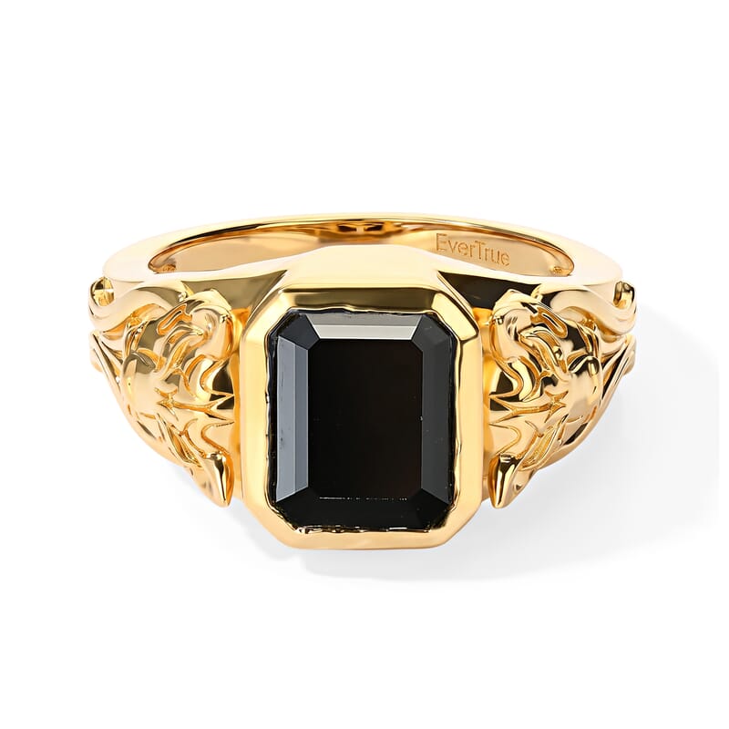 EverTrue Black Moissanite 4.90 ctw Men's Ring in 18K YG Plated (Size 9.0)