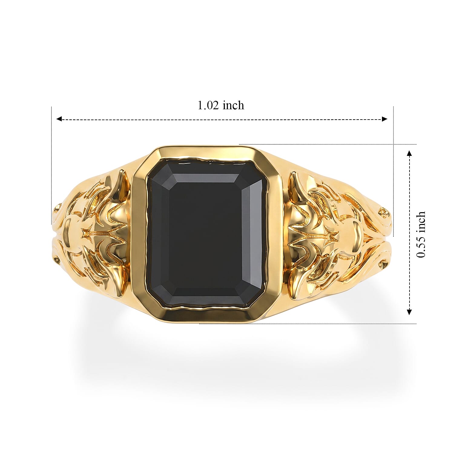EverTrue Black Moissanite 4.90 ctw Men's Ring in 18K YG Plated (Size 9.0)