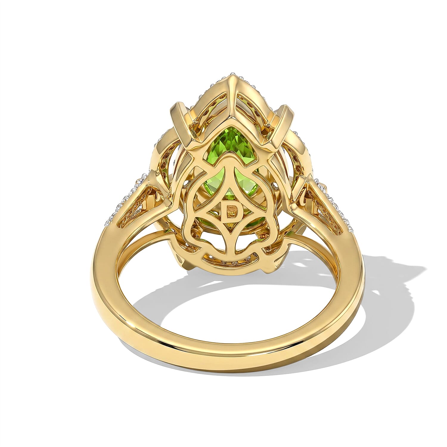 D'Joy Hebei Peridot, Champagne and White Zircon 2.20 ctw Ring in 18K Vermeil Yellow Gold Over Sterling Silver (Size 6.0)