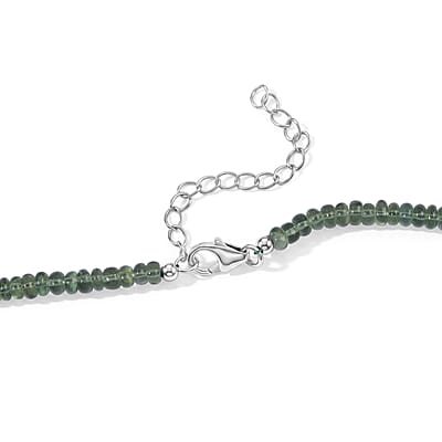 D'Joy Natural Green Apatite 88.00 ctw Beaded Necklace in Rhodium Over Sterling Silver 18 Inches