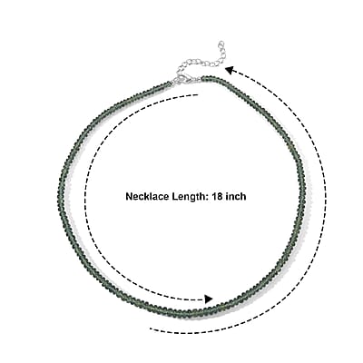 D'Joy Natural Green Apatite 88.00 ctw Beaded Necklace in Rhodium Over Sterling Silver 18 Inches