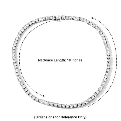 D'Joy Certified Moissanite D VS 37.70 ctw Tennis Necklace in Rhodium Over Sterling Silver (18 Inches)