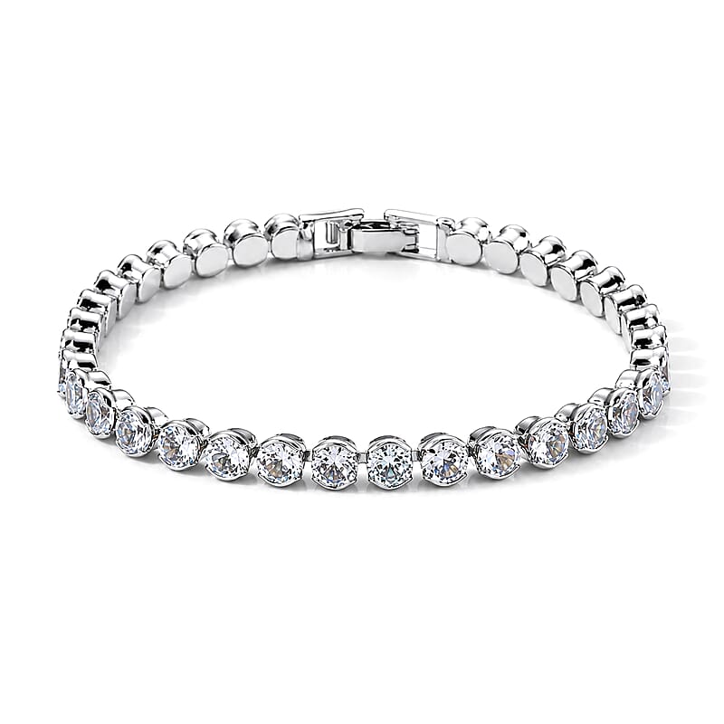 Austrian Crystal Bracelet in Silvertone (6.50 In)
