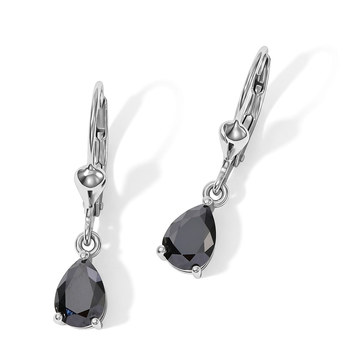 D'Joy Black Moissanite 1.50 ctw Earrings in Rhodium Over Sterling Silver