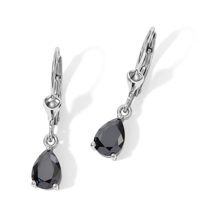 D'Joy Black Moissanite 1.50 ctw Earrings in Rhodium Over Sterling Silver