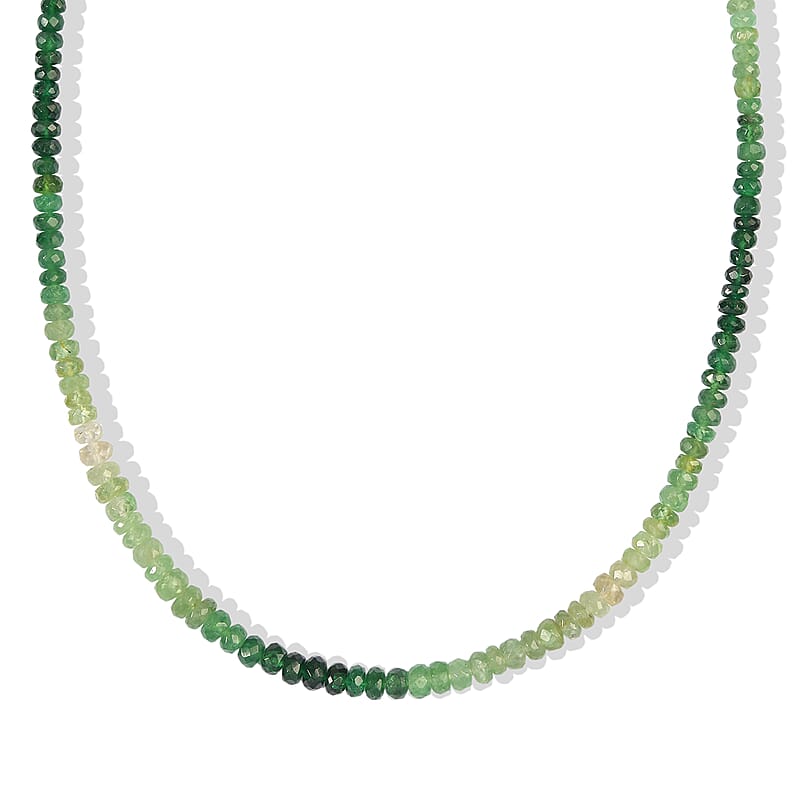 D'Joy Premium Tsavorite Garnet 65.00 ctw Necklace in Rhodium Over Sterling Silver 18 Inches