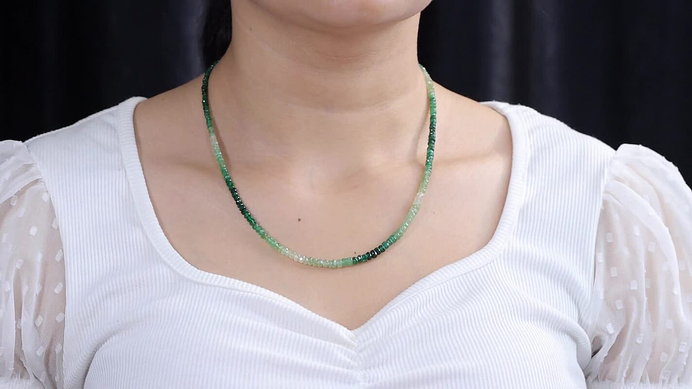 D''Joy Premium Tsavorite Garnet Necklace (18 Inches) in Rhodium Over Sterling Silver 65.00 ctw