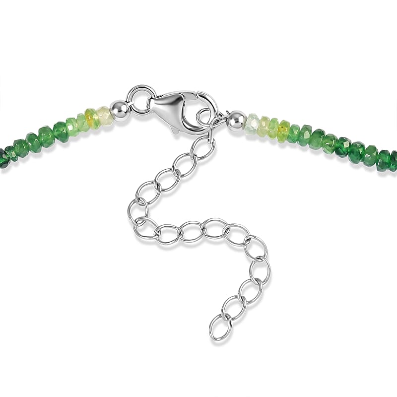 D'Joy Premium Tsavorite Garnet 65.00 ctw Necklace in Rhodium Over Sterling Silver 18 Inches