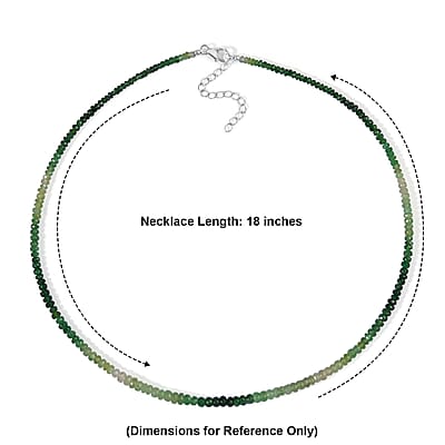 D'Joy Premium Tsavorite Garnet 65.00 ctw Necklace in Rhodium Over Sterling Silver 18 Inches