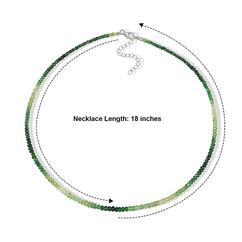 D'Joy Premium Tsavorite Garnet 65.00 ctw Necklace in Rhodium Over Sterling Silver 18 Inches