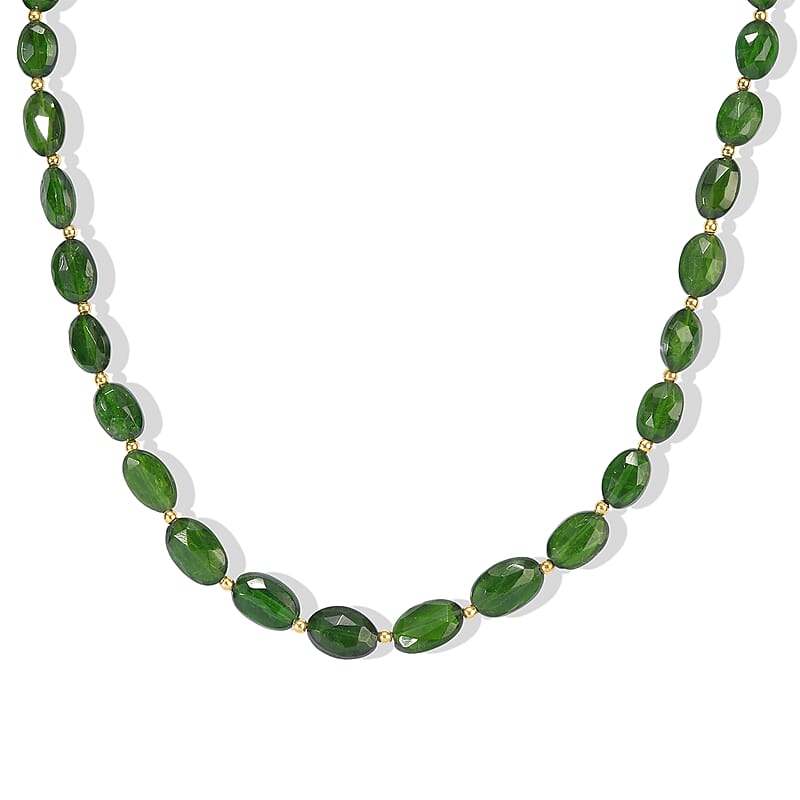 D'Joy Premium Chrome Diopside 50.00 ctw Necklace in 18K Vermeil Yellow Gold Over Sterling Silver 18 Inches