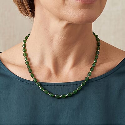 D'Joy Premium Chrome Diopside 50.00 ctw Necklace in 18K Vermeil Yellow Gold Over Sterling Silver 18 Inches
