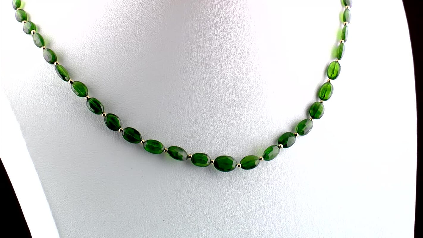 D''Joy Premium Chrome Diopside Necklace (18 Inches) in 18K Vermeil YG Over Sterling Silver 50.00 ctw