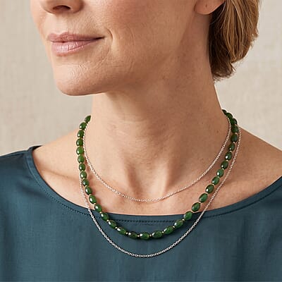 D'Joy Premium Chrome Diopside 50.00 ctw Necklace in 18K Vermeil Yellow Gold Over Sterling Silver 18 Inches