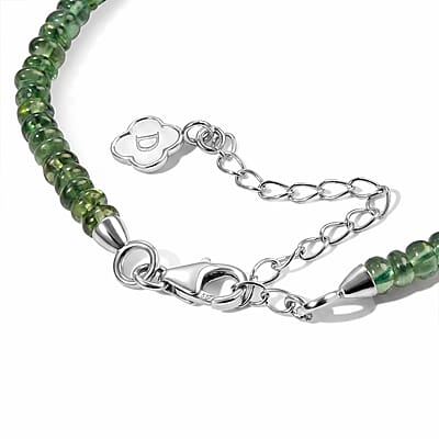 D'Joy Natural Green Apatite 30.00 ctw Beaded Bracelet in Rhodium Over Sterling Silver (7.25 In)