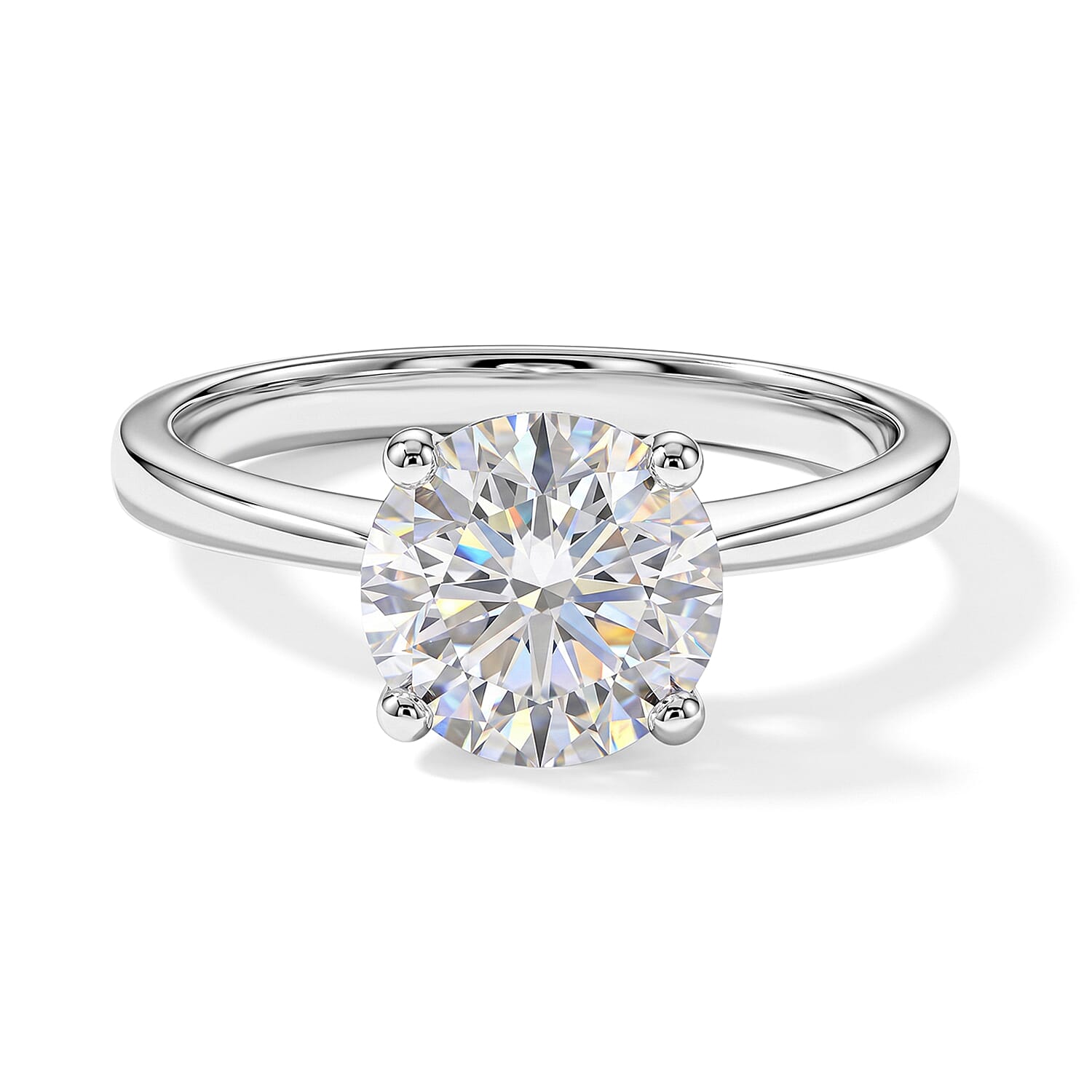 D'Joy Certified Moissanite D VS 2.00 ctw Solitaire Ring in Rhodium Over Sterling Silver (Size 6.0)